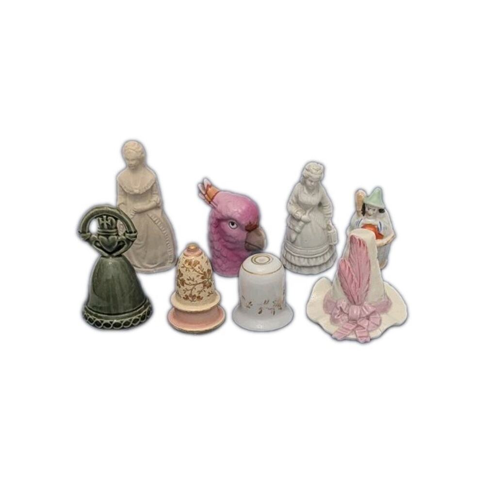 Antique Porcelain Candle Snuffers Lot 8 Cockatoo Figural Boy In Basket England